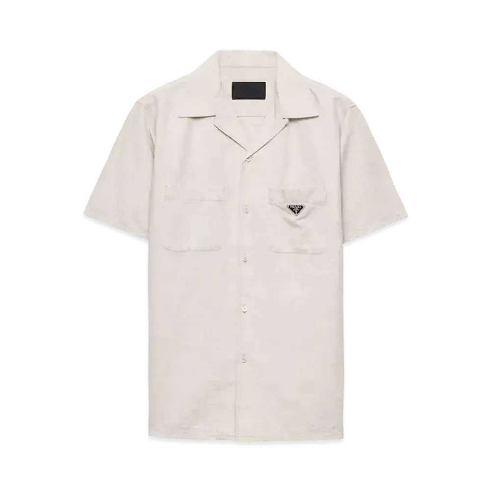 PRADA Men's Short-Sleeved Chambray Shirt "Natural"