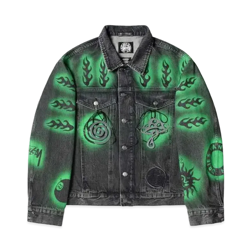 Stussy x Dries Van Noten Hand-Stencilled Denim Jacket "Washed Black"