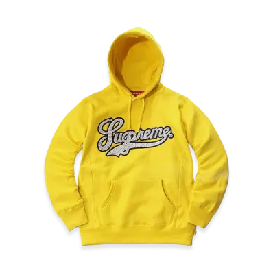 Supreme Studded Leather Script Hooded Sweatshirt "Yellow"