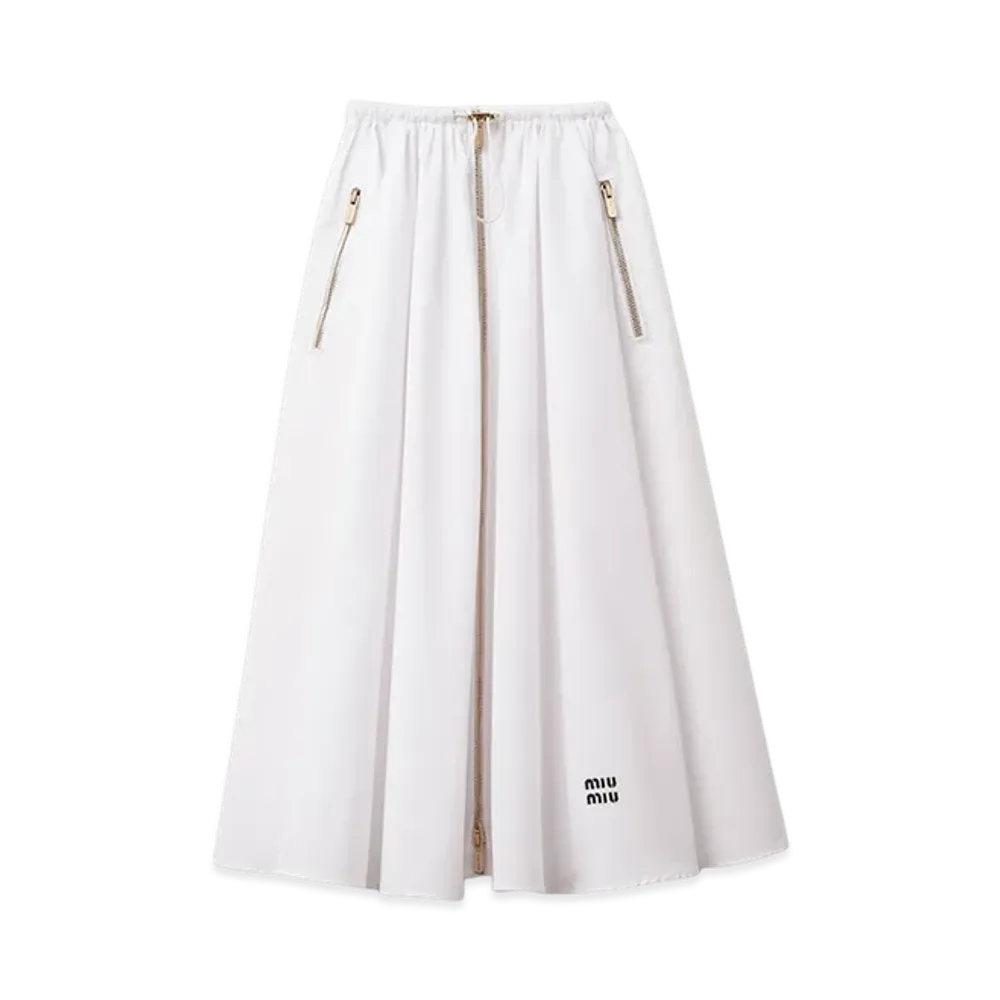 MIU MIU Women's Long Poplin Skirt "White"