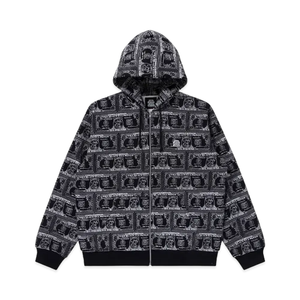 BlackEyePatch Dollar Bill Covered Zip Hoodie "Black"