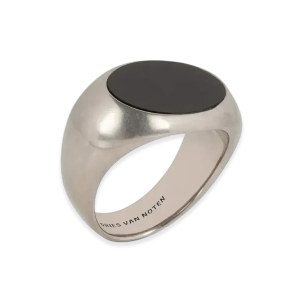 DRIES VAN NOTEN Stone Signet Ring "Black"