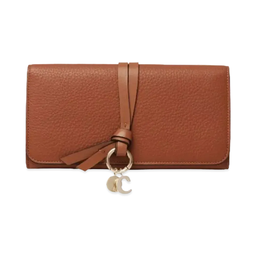 Chloe Alphabet Wallet With Flap Grained&Shiny Calfskin "Tan"
