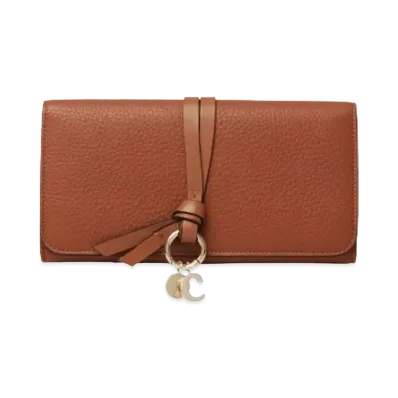 Chloe Alphabet Wallet With Flap Grained&Shiny Calfskin "Tan"