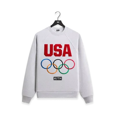 Kith x Team USA Raglan Nelson Crewneck "Light Heather Grey"