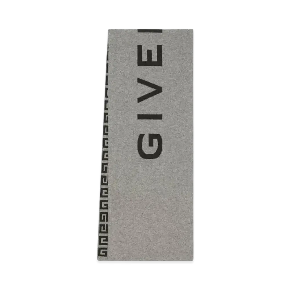 GIVENCHY 4G Double Sided Scarf In Wool and Cashmere "Elephant Grey"