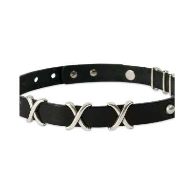 OUR LEGACY Women's 2 Cm Choker "Trio Cross Black Leather"