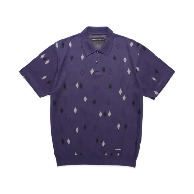 WACKO MARIA Diamond Jacquard Knit Polo Shirt "Purple"