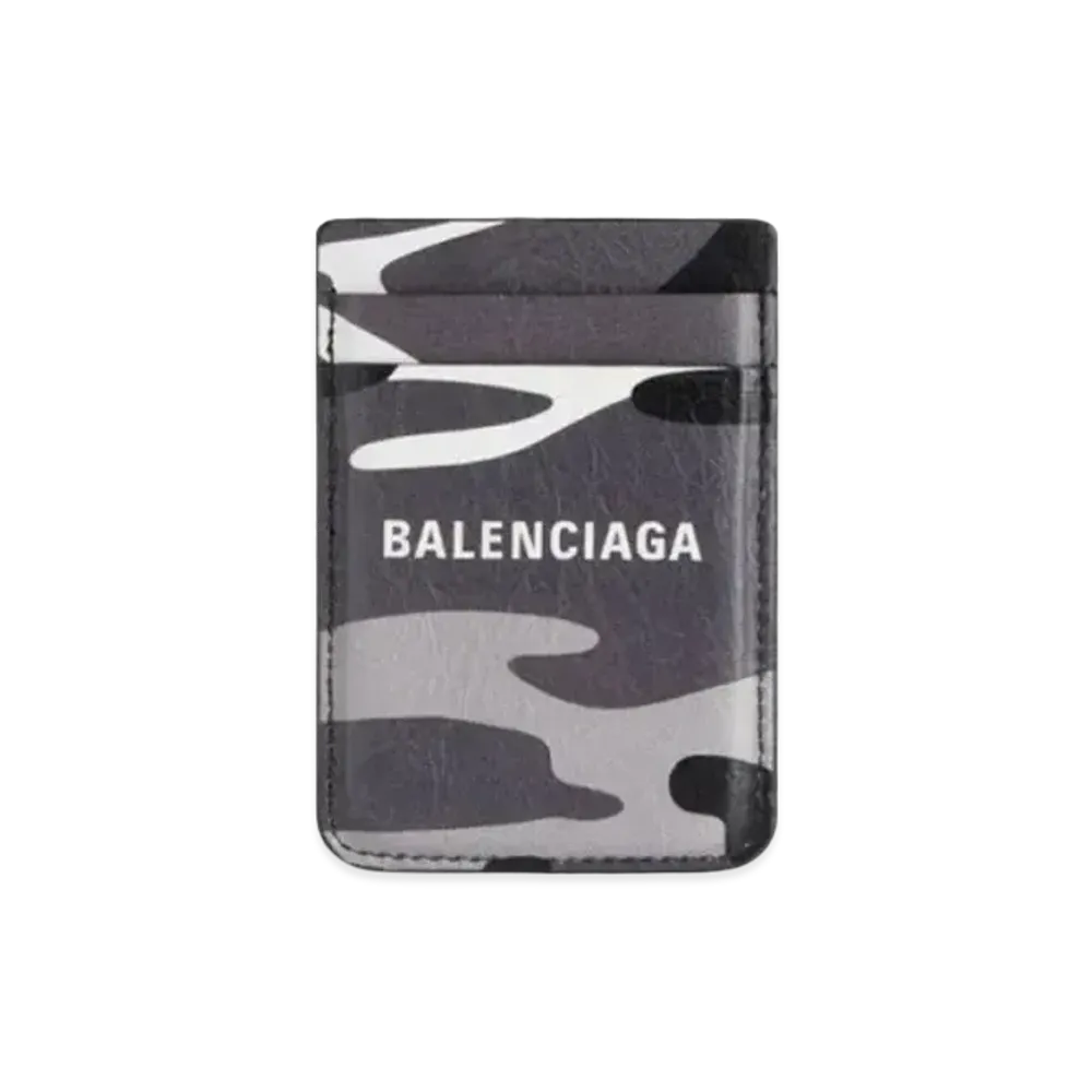 BALENCIAGA Cash Magnet Card Holder Camouflage Print "Gray"