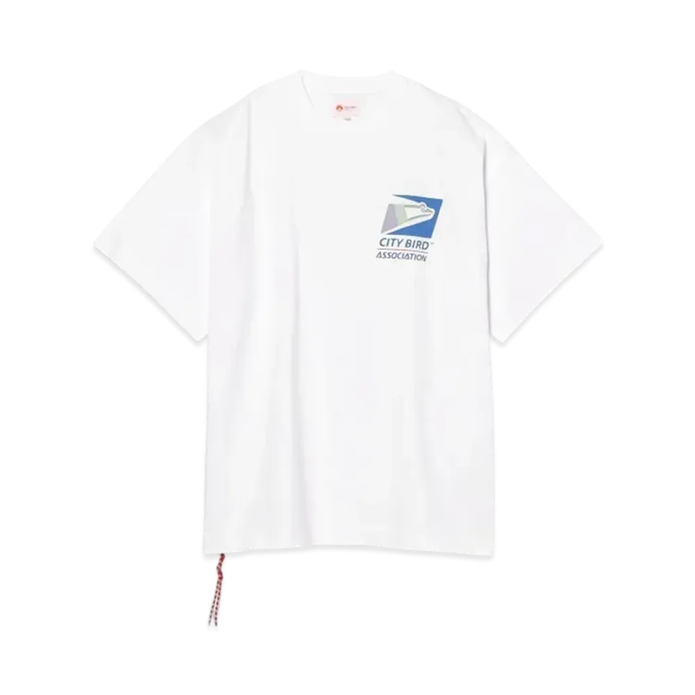 BEAMS Print T-Shirt City Bird Association Mail "White"
