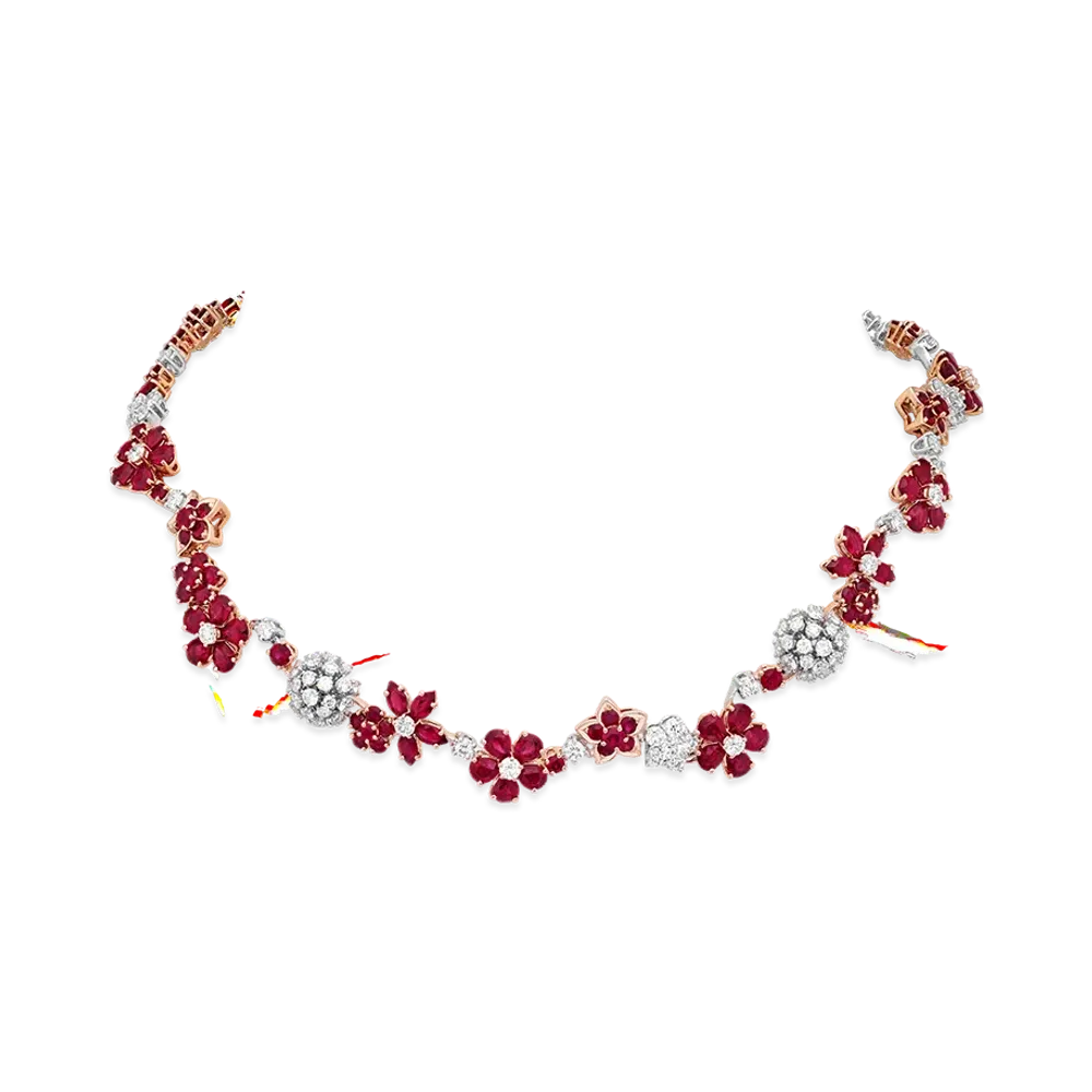 Van Cleef & Arpels Folie des Pres necklace "18K Rose gold/Diamond/Ruby"