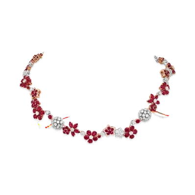 Van Cleef & Arpels Folie des Pres necklace "18K Rose gold/Diamond/Ruby"