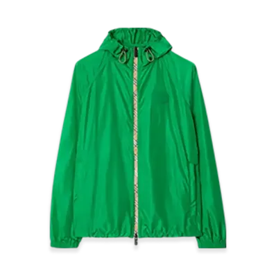 Burberry Check Trim Nylon Hooded Jacket "Caterpillar Green"