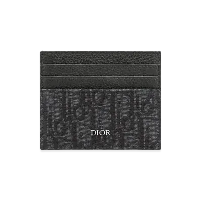 Dior Card Holder Dior Oblique Jacquard & Grained Calfskin "Black"