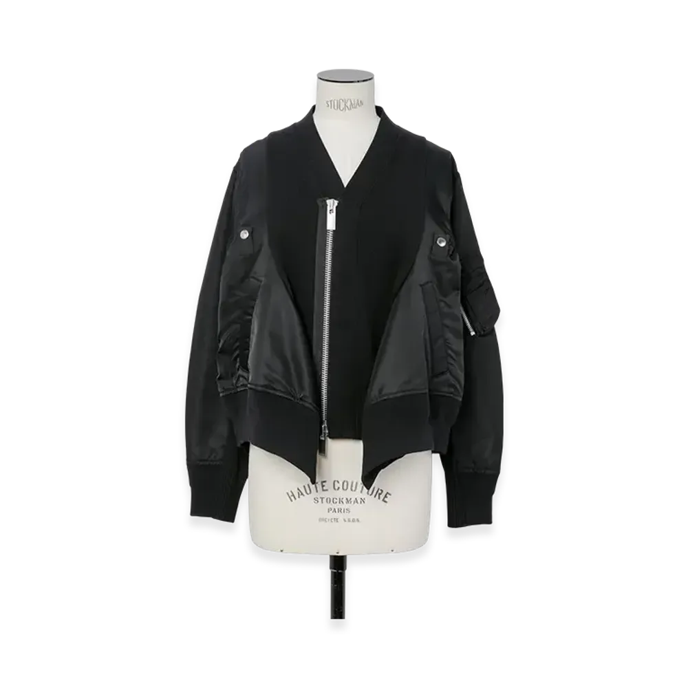 sacai Nylon Twill x Knit Cardigan "Black"