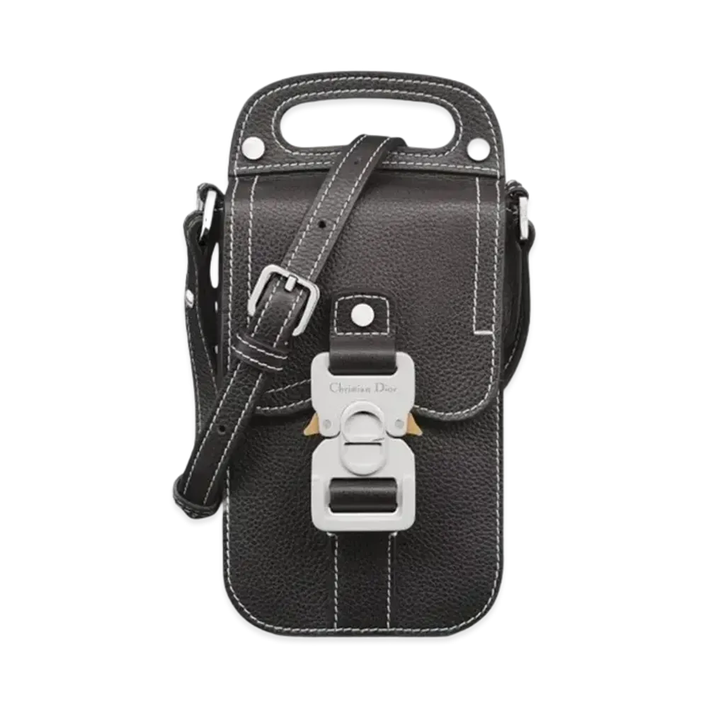 Dior Saddle Vertical Pouch Strap Grained Calfskin "Black"