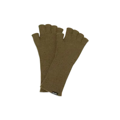 BEAMS Rim Knit Fingerless Gloves "Khaki"