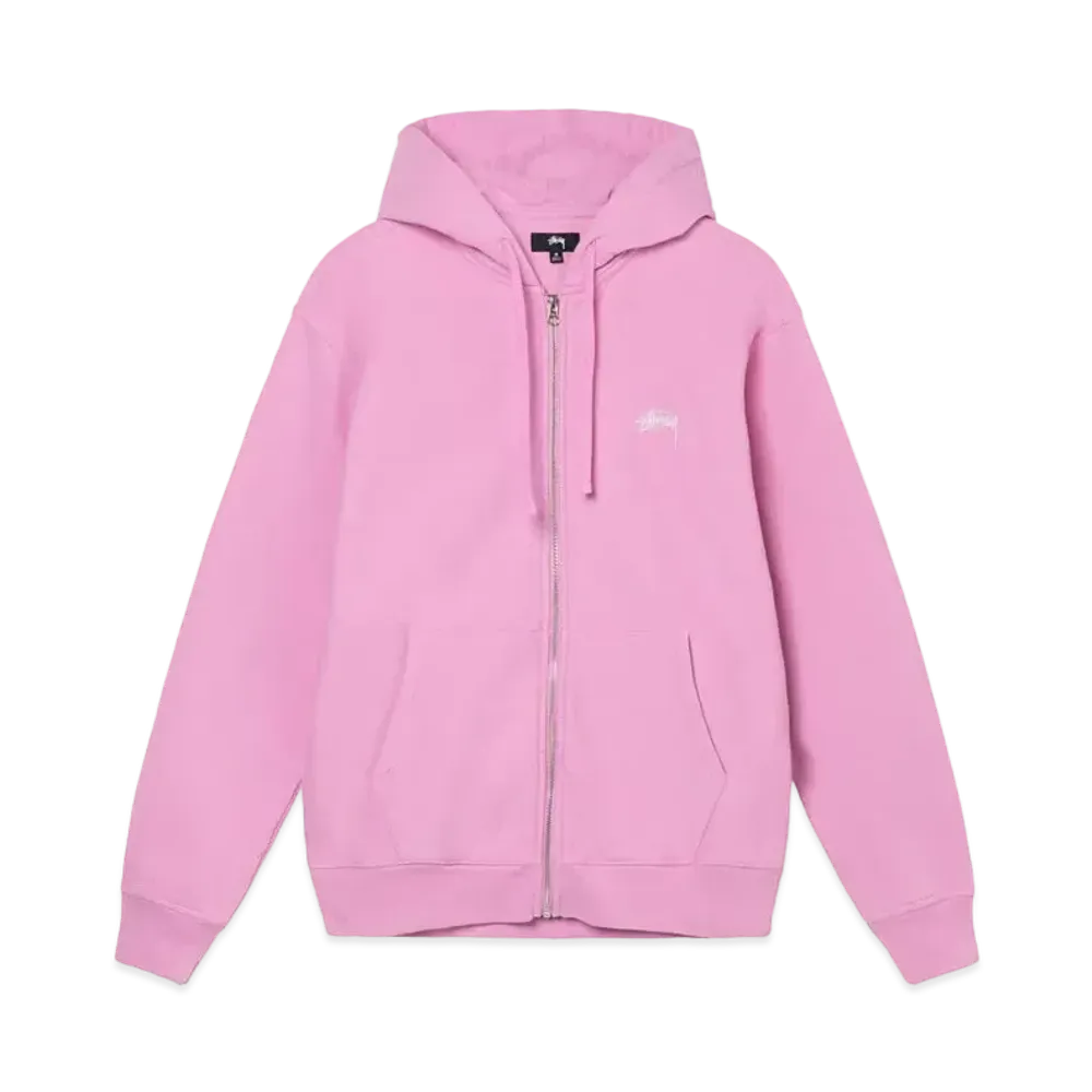Stussy OVERDYED STOCK LOGO ZIP HOODIE "Pink"