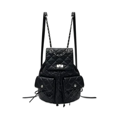 Matin Kim Double Pocket Quilting Backpack "Black"