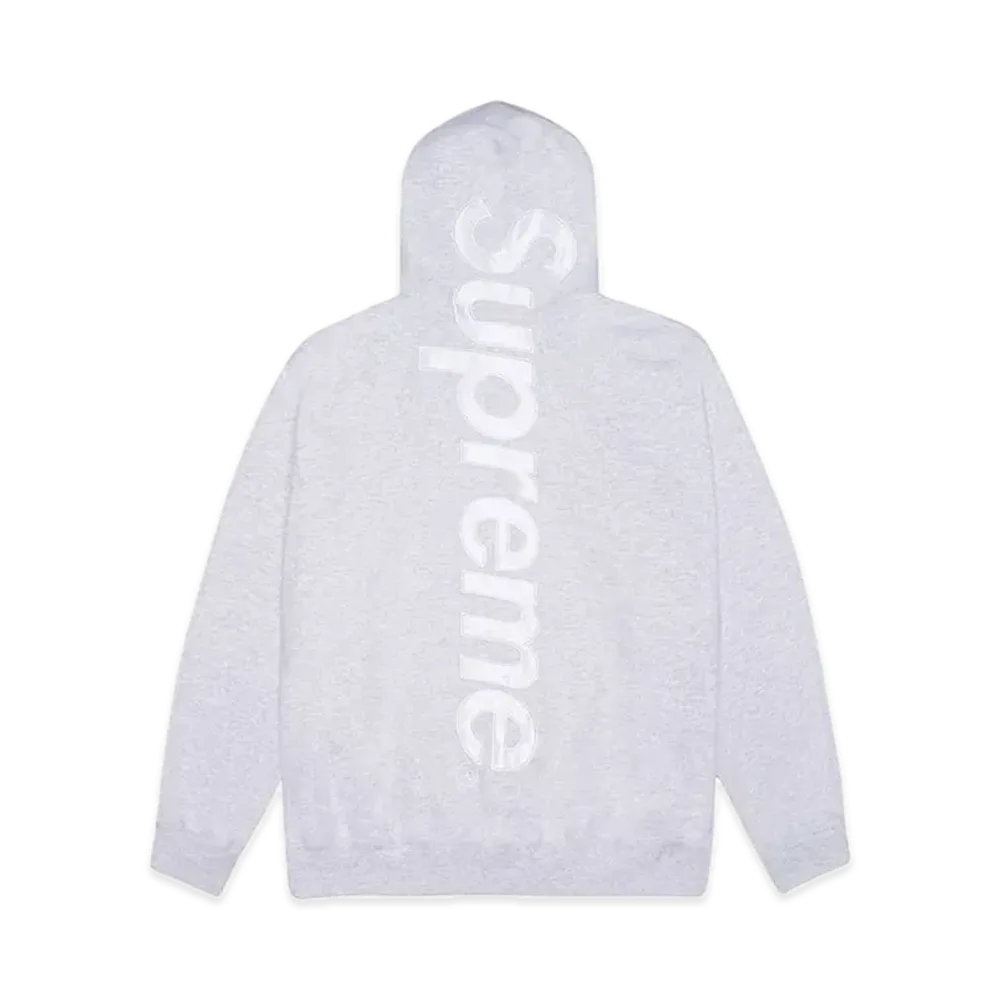 Supreme Satin Applique Hooded Sweatshirt (23FW) "Ash Grey"