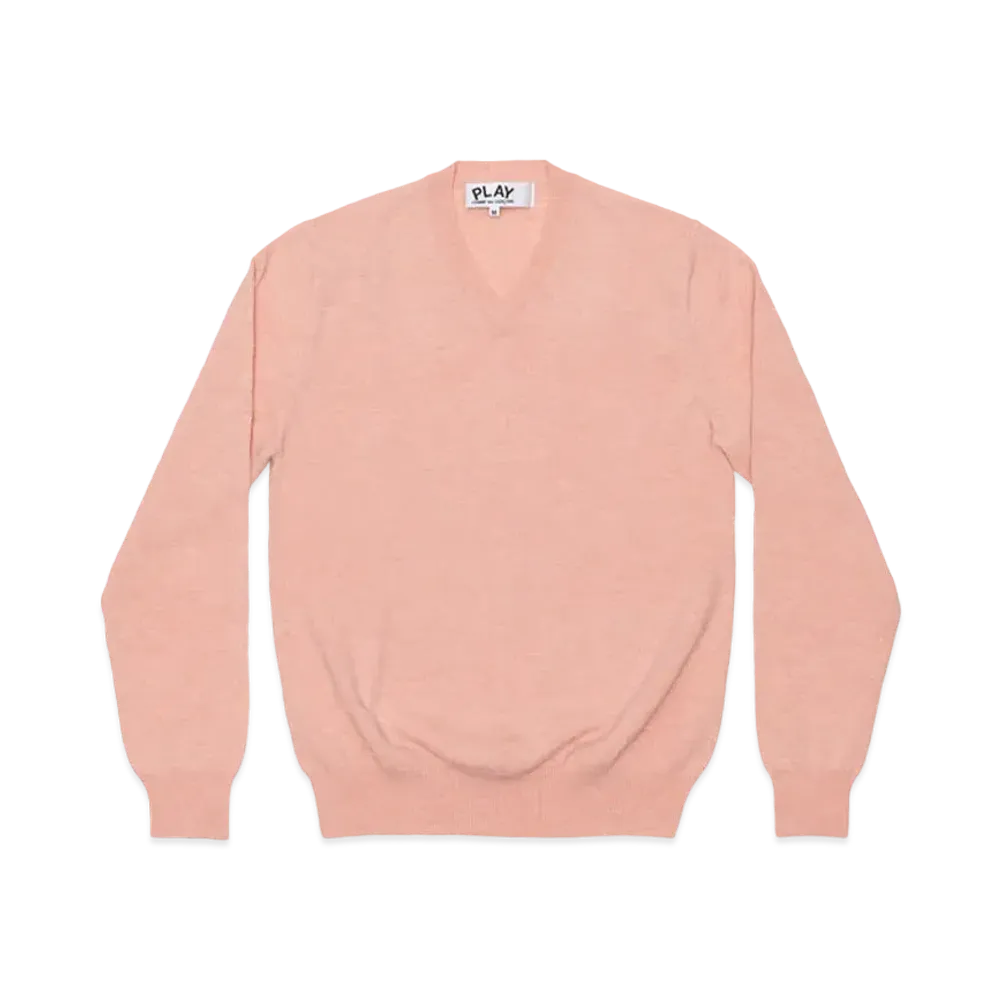 PLAY COMME des GARCONS Top Dyed Carded Lambswool V Neck Sweater Mens "Pink"