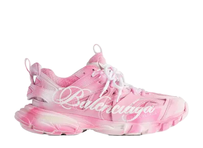 BALENCIAGA Women's Track Stencil Logo Sneaker "Pink/White"