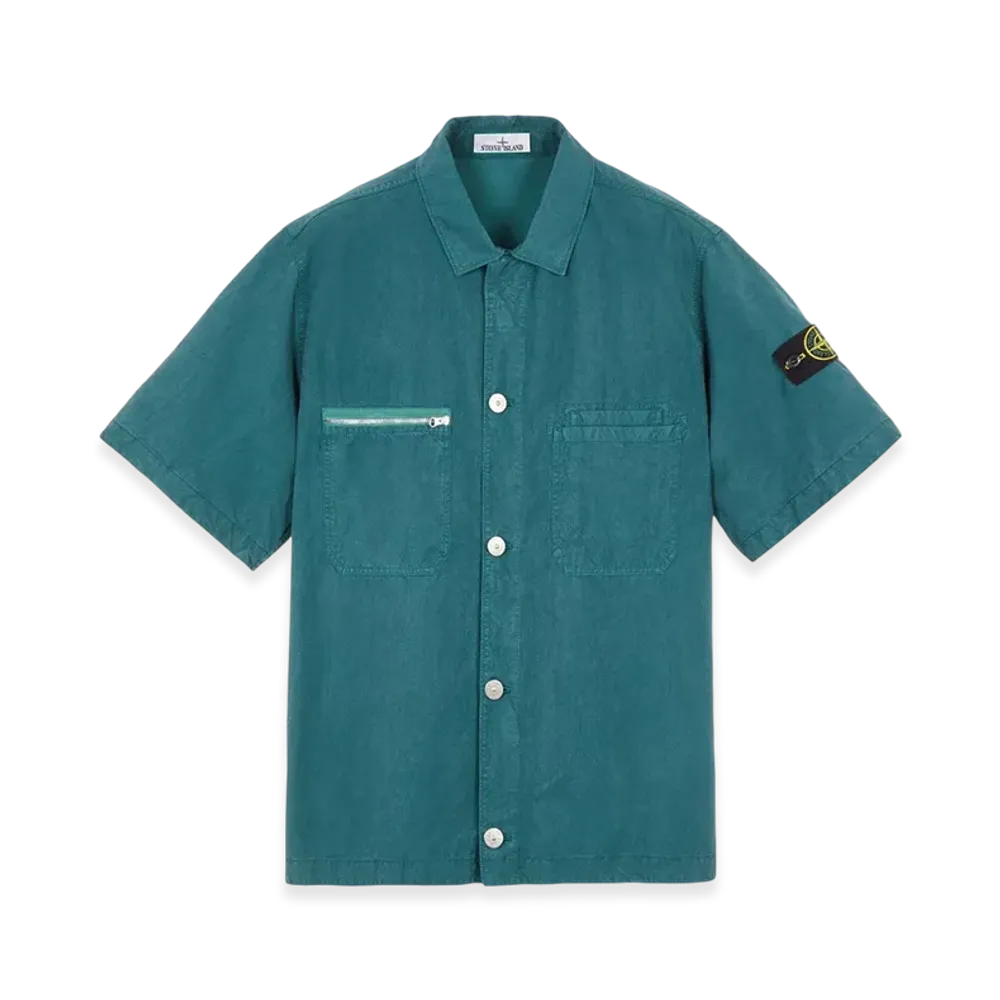 Stone Island 11429 Patch Chest Pockets Short Sleeve Overshirt - 23SS "Bottle Green"