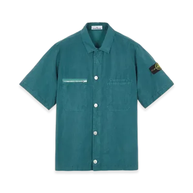 Stone Island 11429 Patch Chest Pockets Short Sleeve Overshirt - 23SS "Bottle Green"