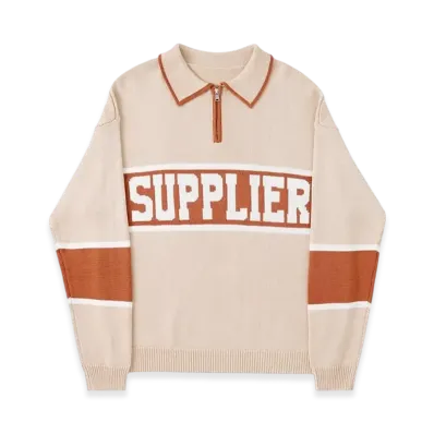 SUPPLIER College Logo Half Zip C-Logo Knit "Brown"