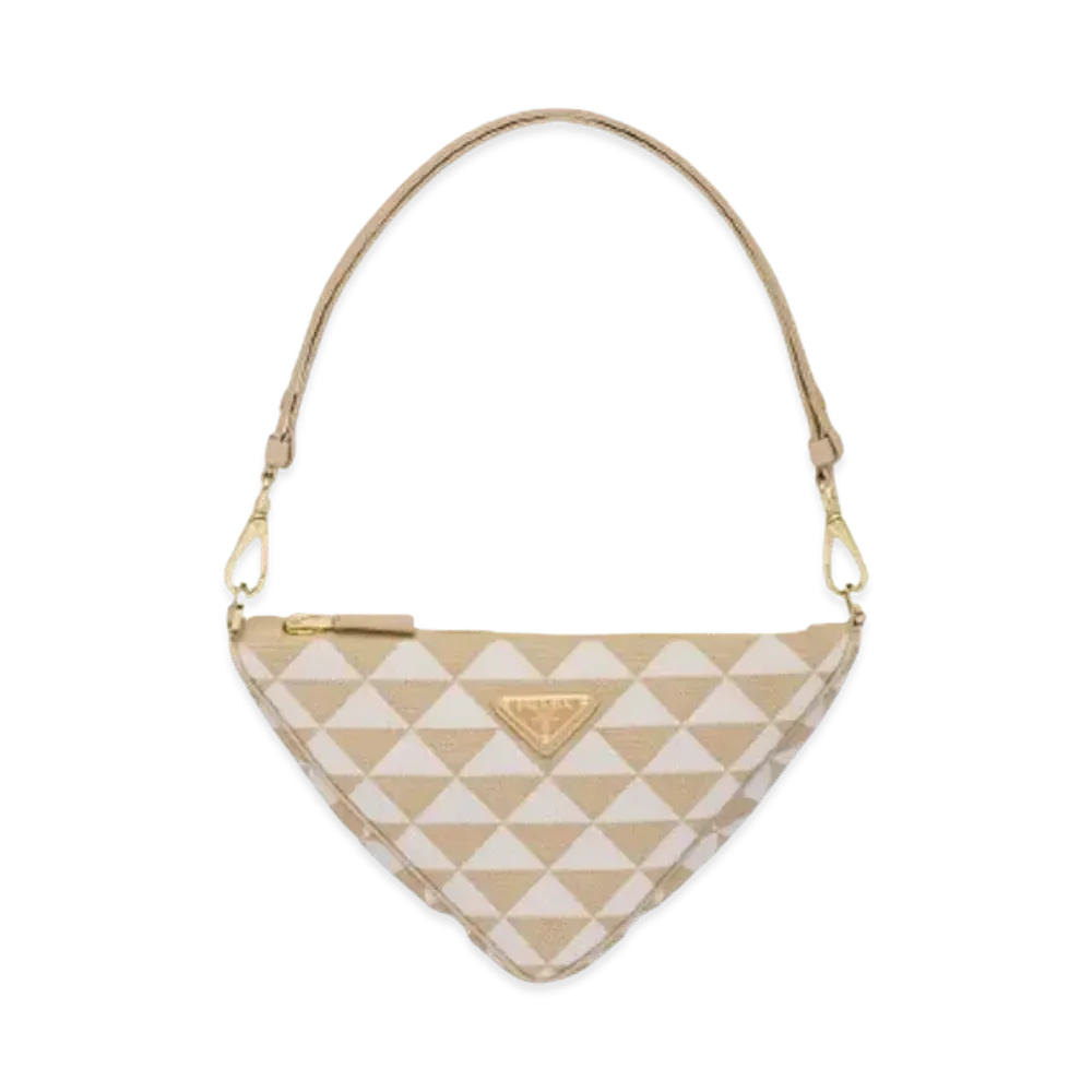 PRADA Embroidered Jacquard Fabric Mini Bag "Beige/Chalk White"
