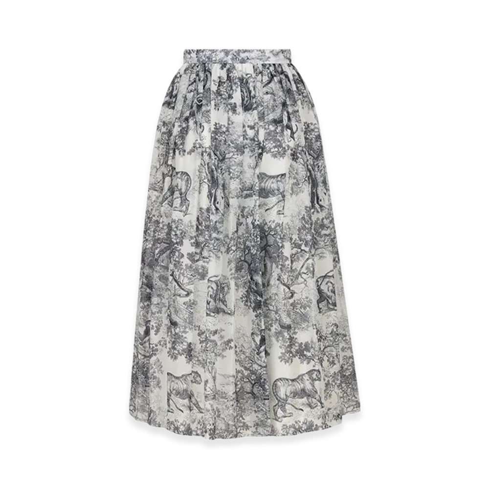 Dior Women's Mid-Length Skirt Muslin "White/Navy Blue"