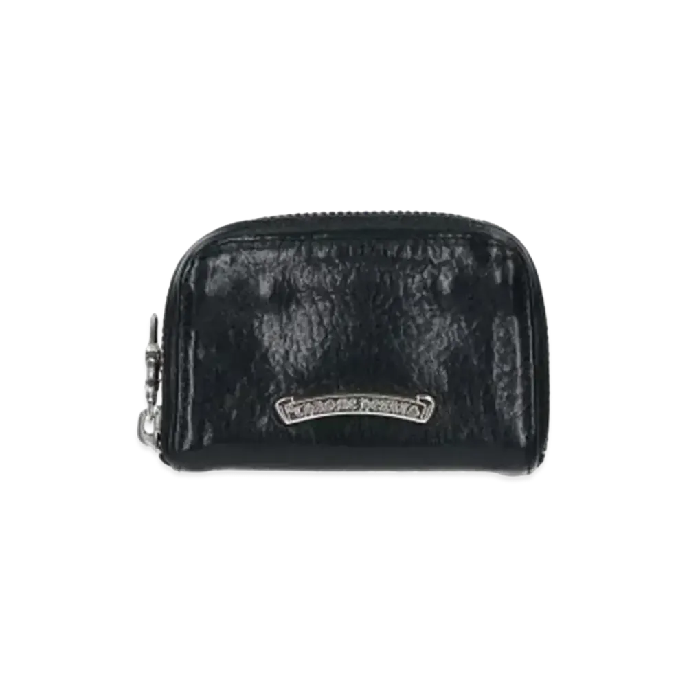 Chrome Hearts Coin Case Dagger Round Zip Leather Wallet "Black/Silver"