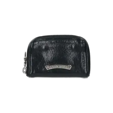 Chrome Hearts Coin Case Dagger Round Zip Leather Wallet "Black/Silver"