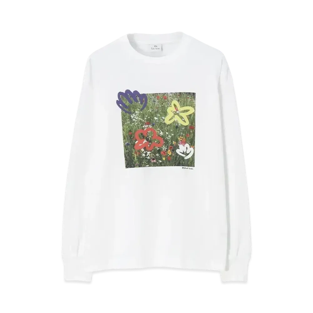 Paul Smith Women's Wild Flowers Long Sleeve T-Shirt "White"