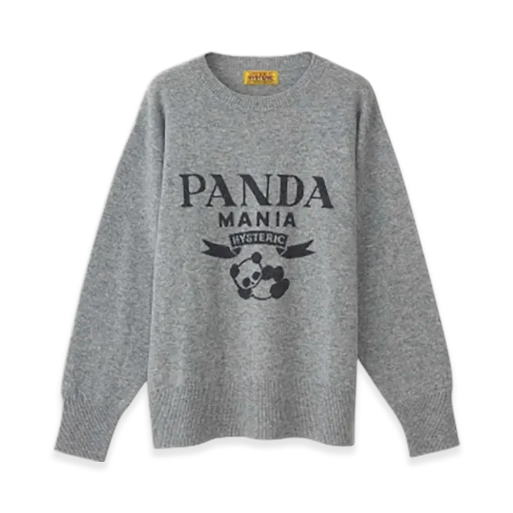 HYSTERIC GLAMOUR Panda Mania Knitted Sweater "Top Gray"