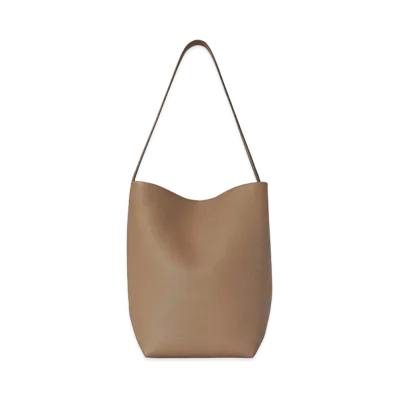 The Row Medium N/S Park Tote Bag in Leather "Dark Taupe"