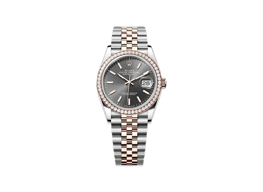 ROLEX Datejust 36mm Oystersteel & Everose Gold Diamond 126281RBR "Slate"