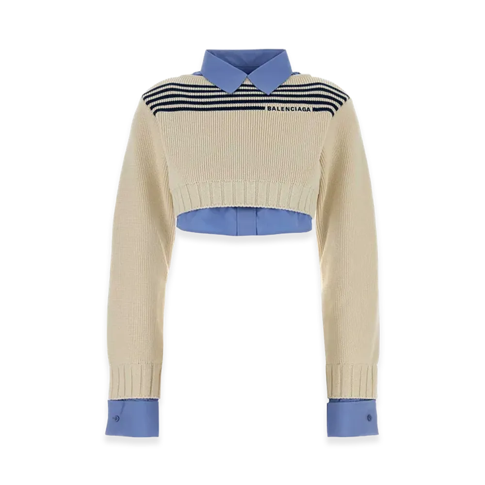 BALENCIAGA Women's Hybris Jumper Cotton Striped Knit "Multicolor"