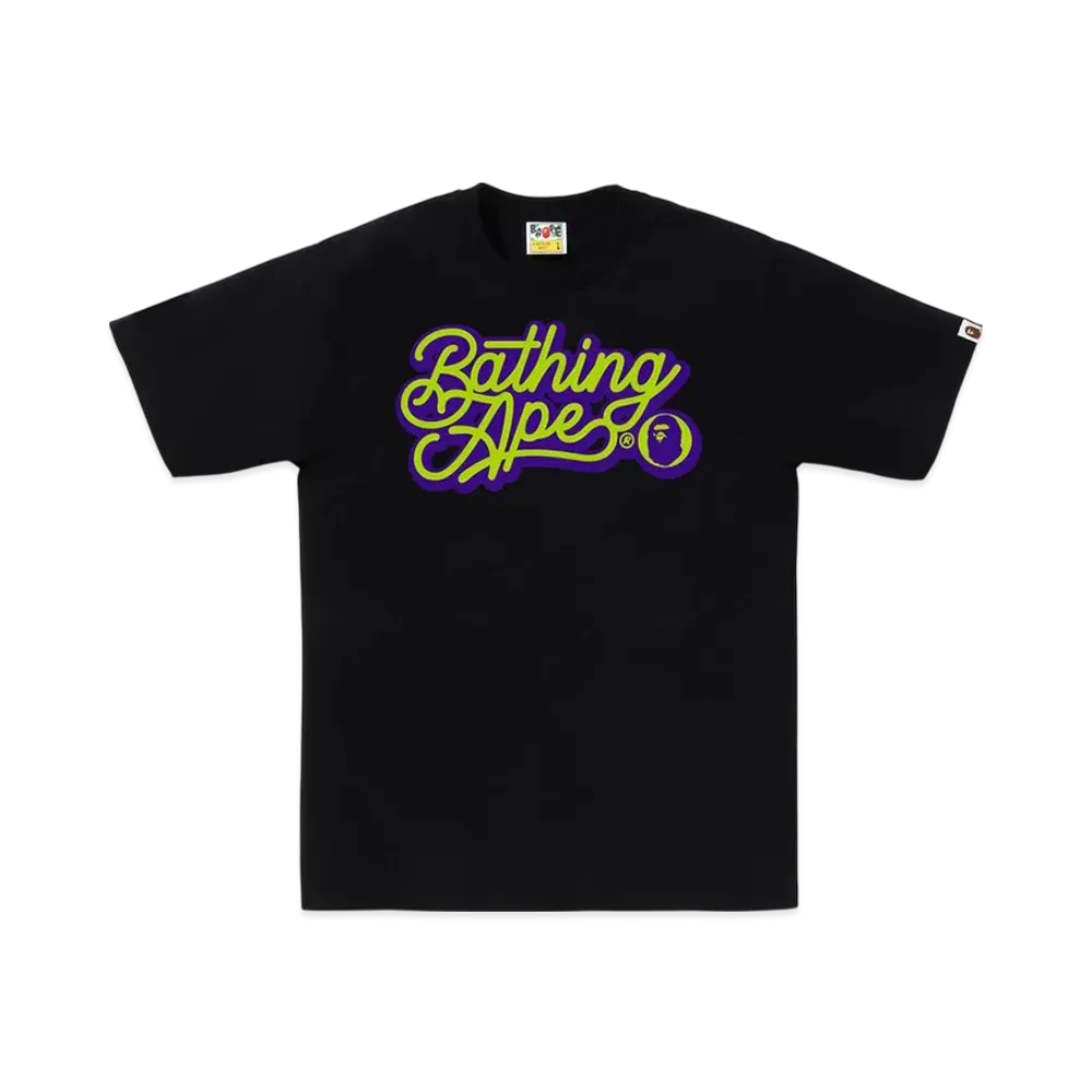 A BATHING APE Bathing Ape Script Logo Tee "Black/Green"