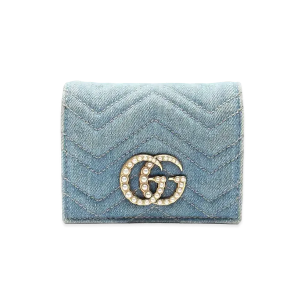 GUCCI GG Marmont Denim Compact Wallet