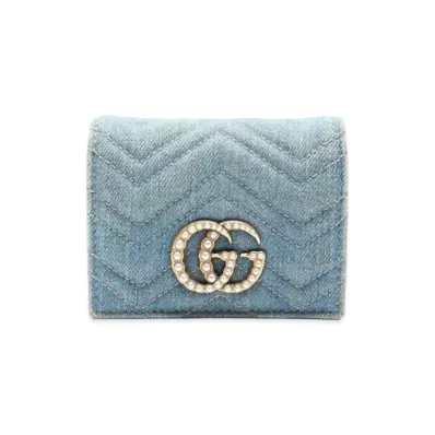GUCCI GG Marmont Denim Compact Wallet