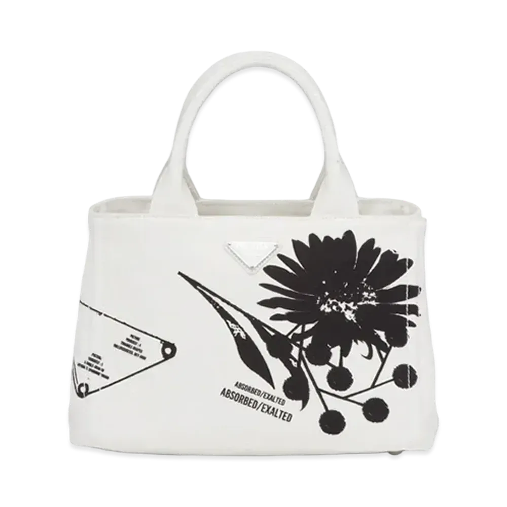 PRADA Printed Canvas Tote Bag "White"