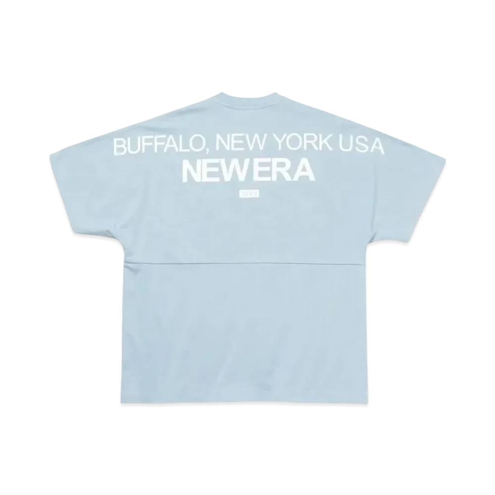 NEW ERA Short Sleeve Oversized Drop Shoulder Cotton T-Shirt Birthplace "Mist Blue"