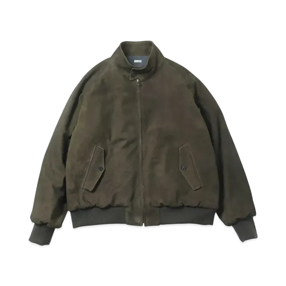 A.PRESSE Suede leather Harrington Jacket "Green"