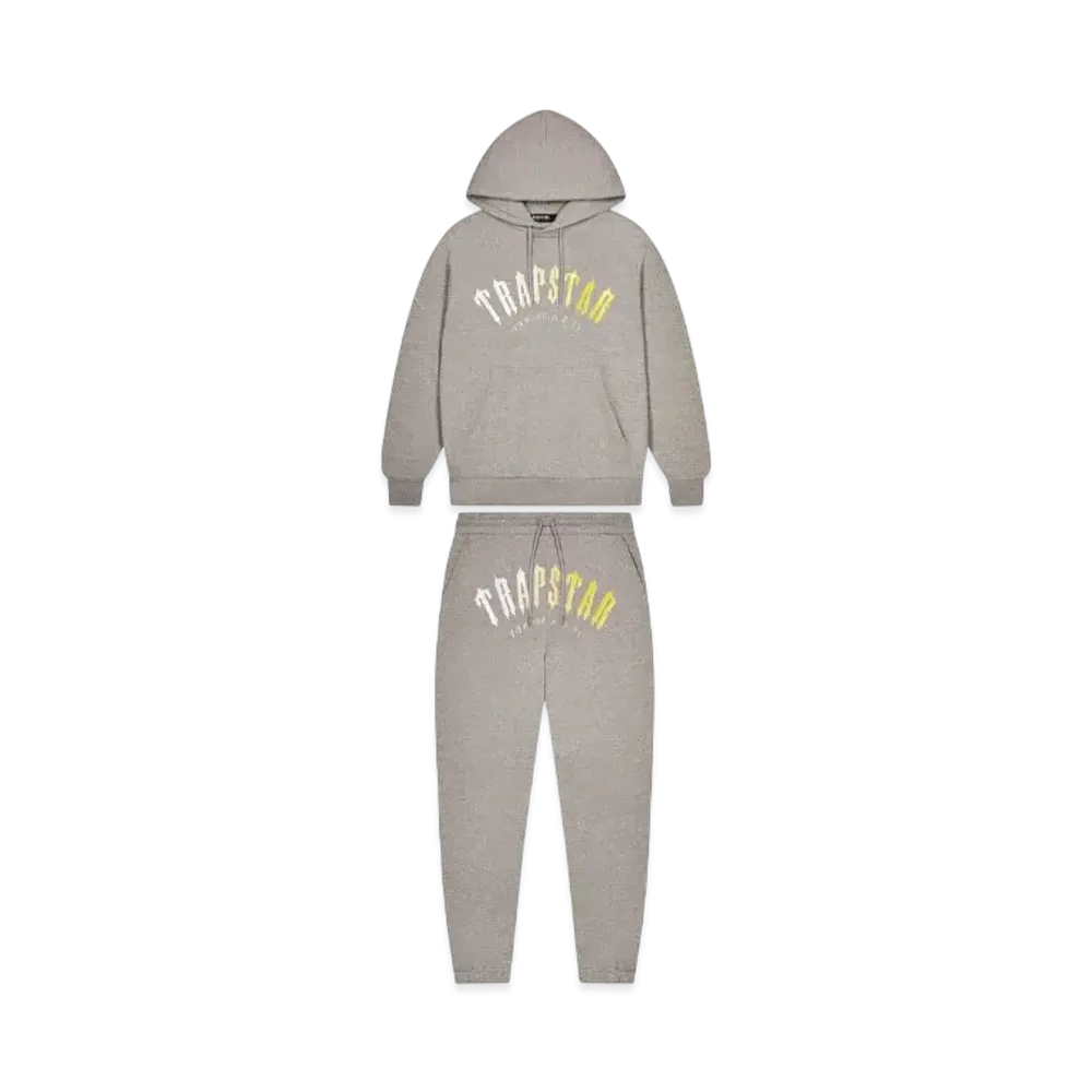 TRAPSTAR Decoded Hooded Gel Tracksuit "Grey/Yellow"