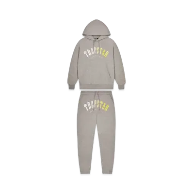 TRAPSTAR Decoded Hooded Gel Tracksuit "Grey/Yellow"