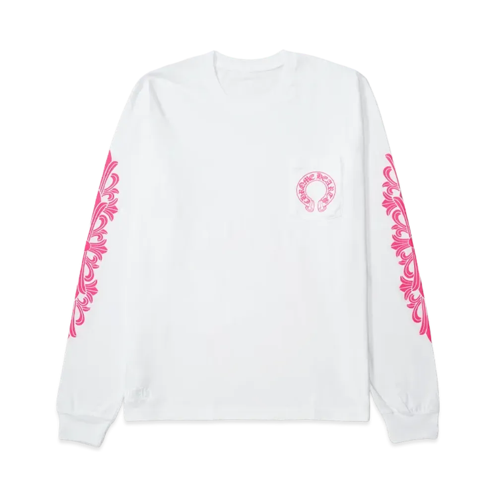 クロムハーツ ホースシュー フローラルクロス ピンクロゴ L/S ポケット