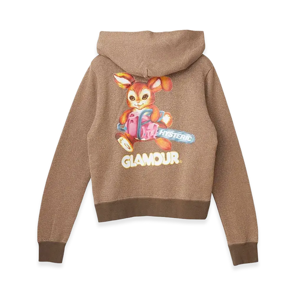 HYSTERIC GLAMOUR Women's CHAINSAW BUNNY Cropped Hoodie "Brown"