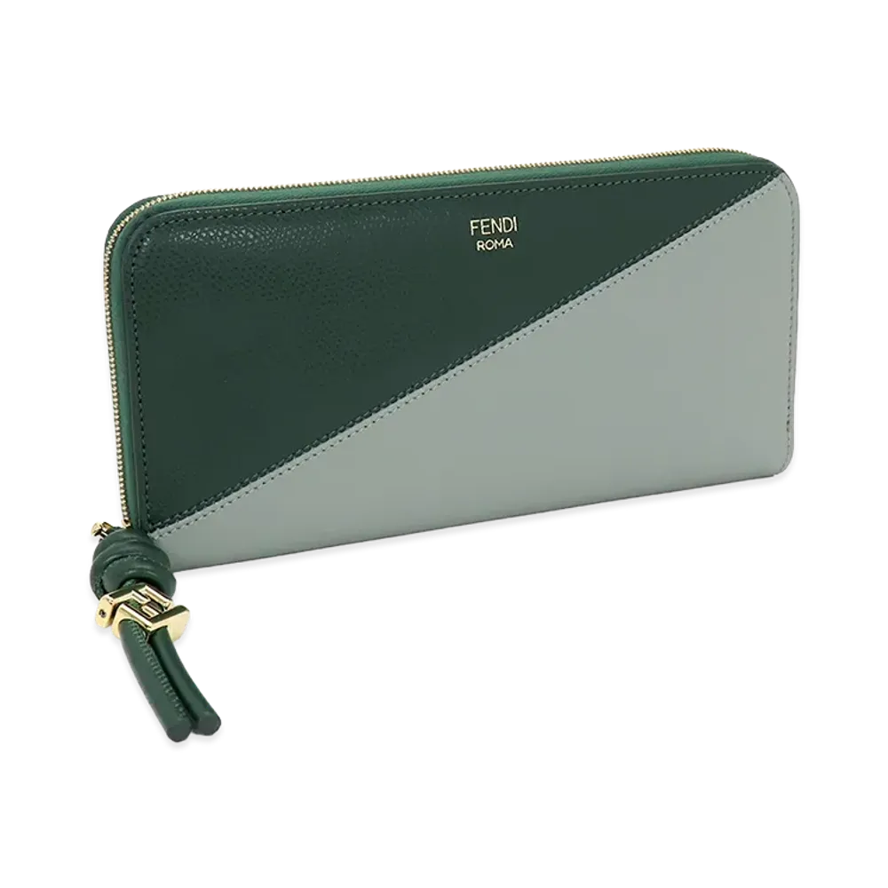 FENDI Women's FF Diamond Zip Around Wallet "Matcha Milk/Nori Green"