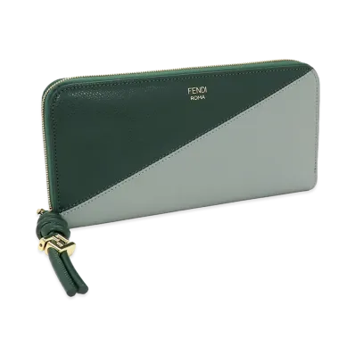 FENDI Women's FF Diamond Zip Around Wallet "Matcha Milk/Nori Green"